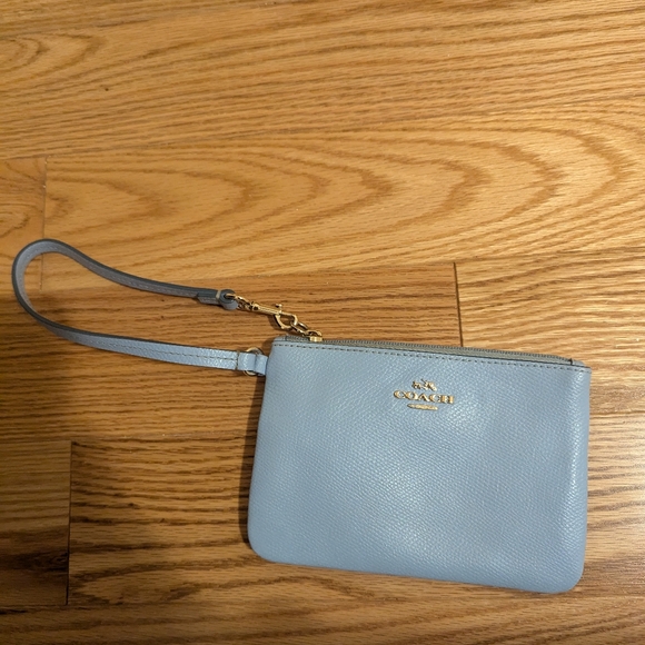Coach Wristlet Baby Blue with Gold Hardware - Picture 2 of 3